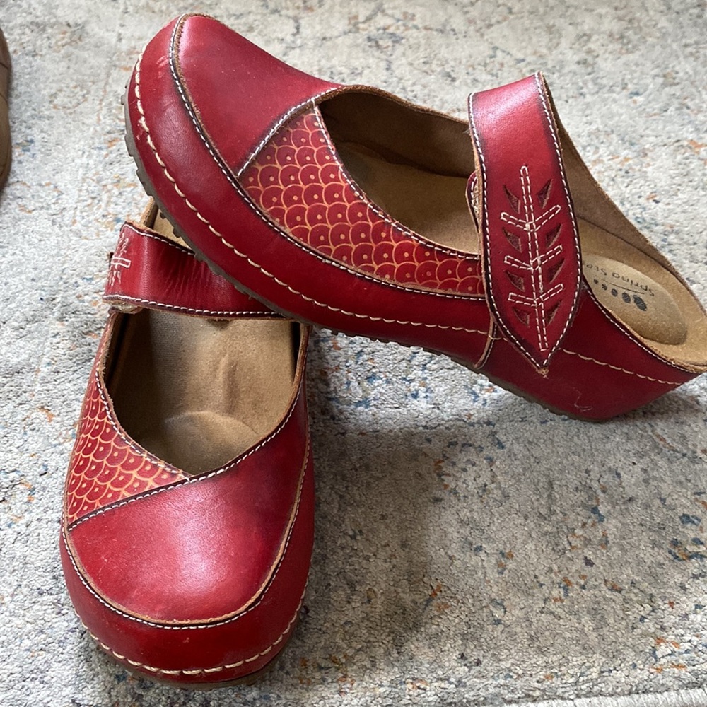 BearTraps, limited edition Koi fish scale, red mules
